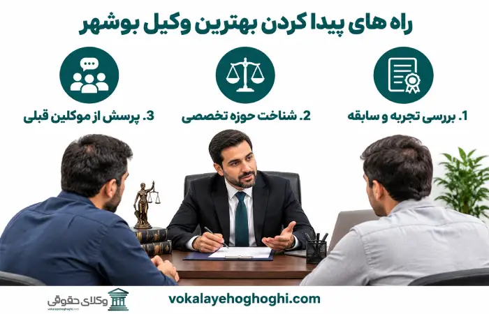 راه های پیدا کردن بهترین وکیل بوشهر