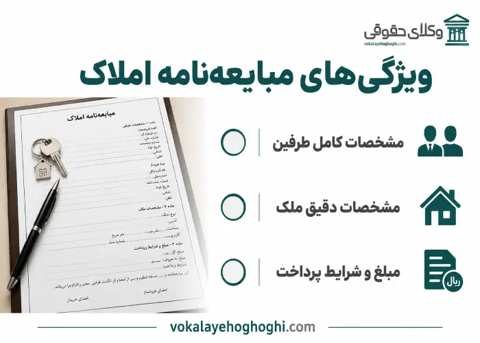ویژگی های مبایعه نامه املاک