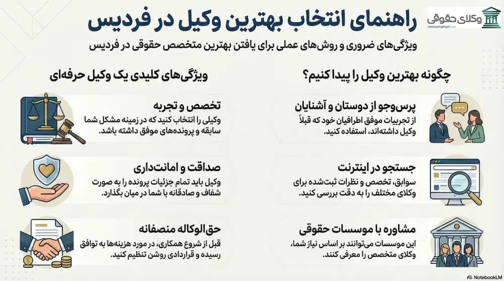 راهنمای انتخاب بهترین وکیل فردیس