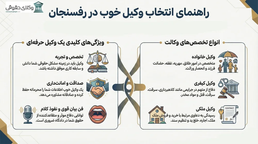 راهنمای انتخاب بهترین وکیل رفسنجان