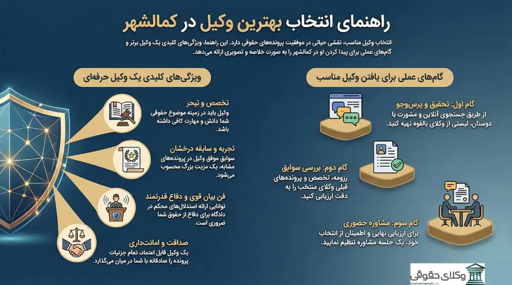 راهنمای انتخاب بهترین وکیل کمالشهر