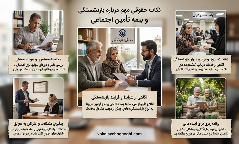 نکات حقوقی بازنشستگی و بیمه های اجتماعی 