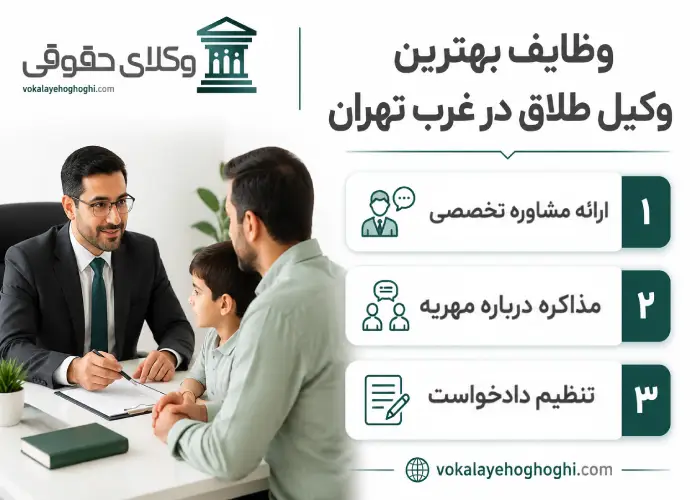 وظایف بهترین وکیل طلاق در غرب تهران