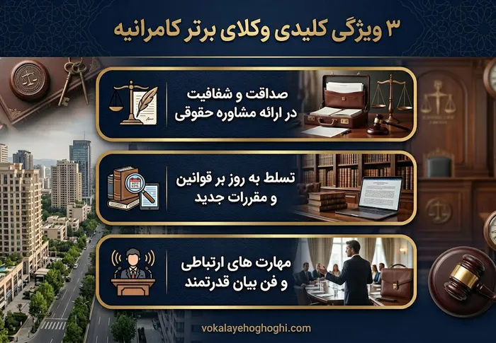 ۳ ویژگی کلیدی وکلای برتر کامرانیه